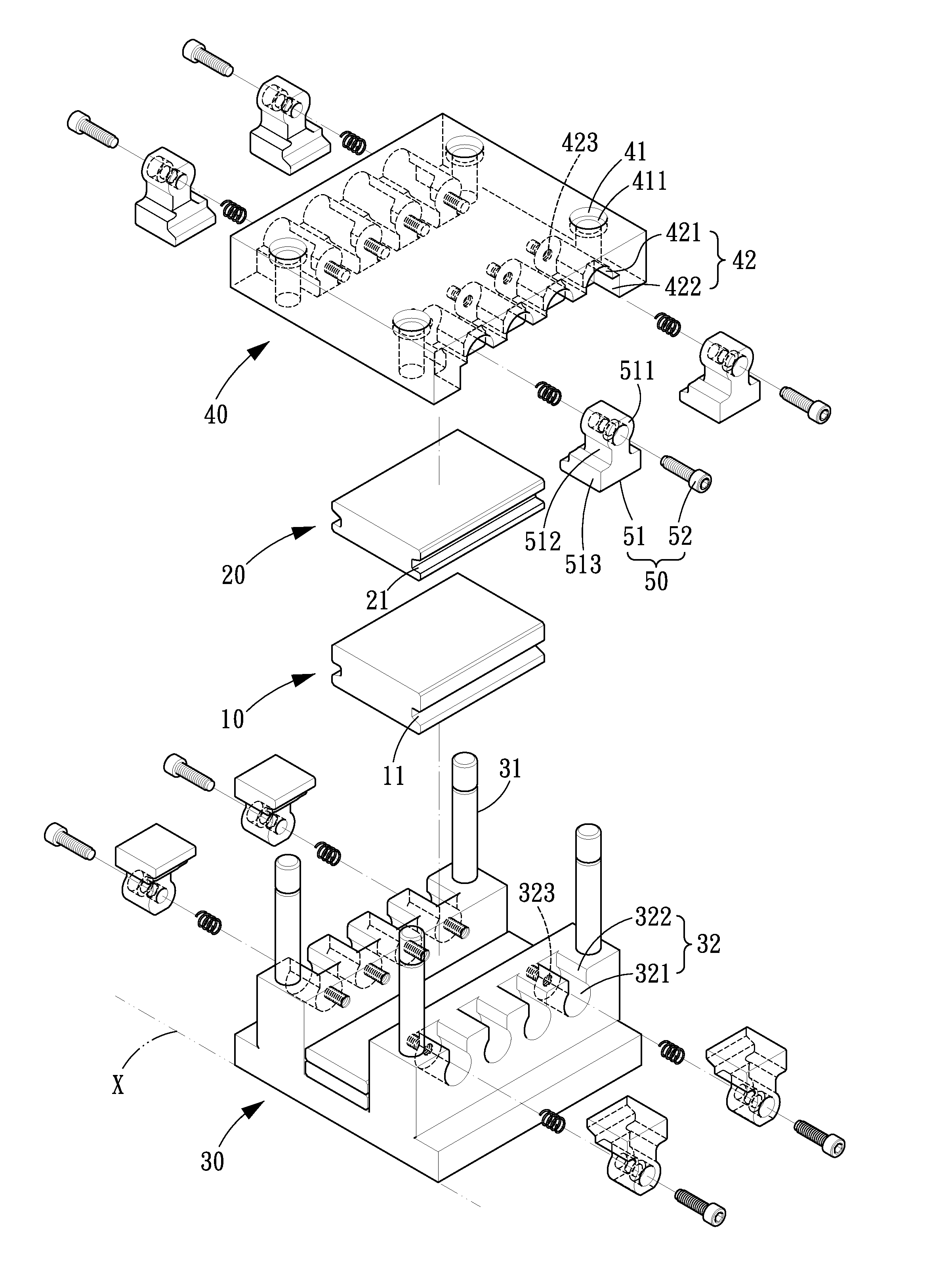 Mould with easy-replaceable mould plates