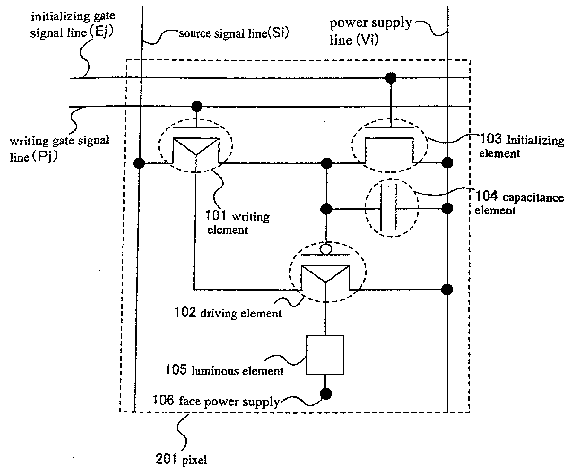 Semiconductor element, electric circuit, display device and light-emitting device