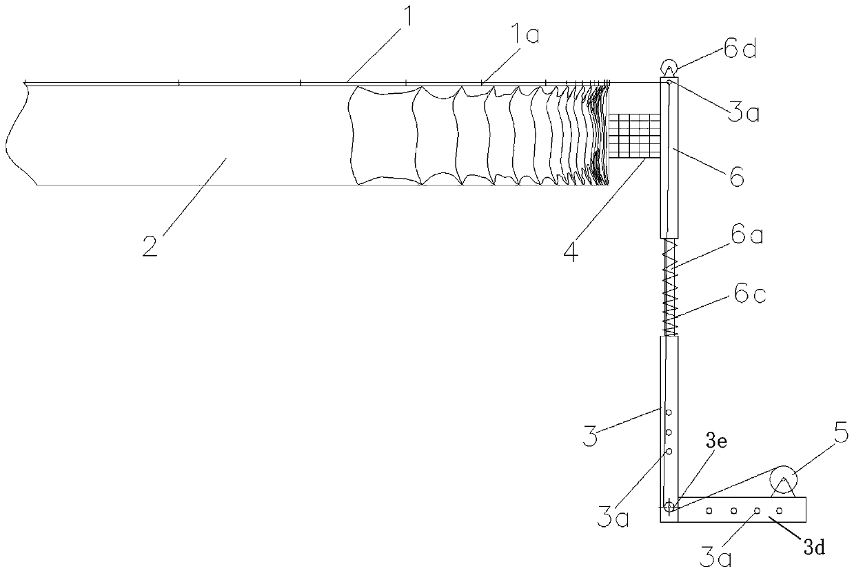 An anti-fall recovery stretching device for a mine air duct