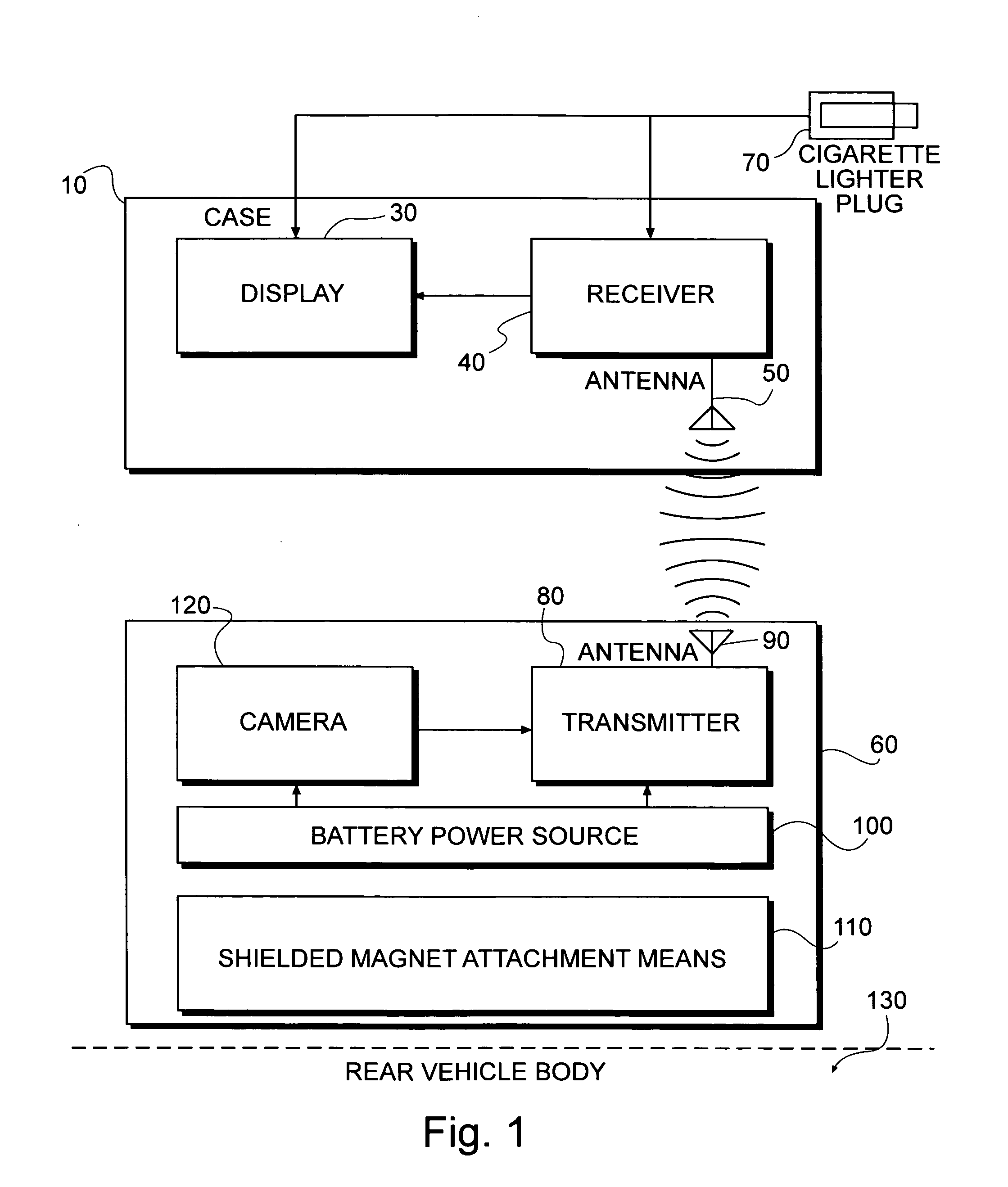 Portable wireless rearview camera system for a vehicle