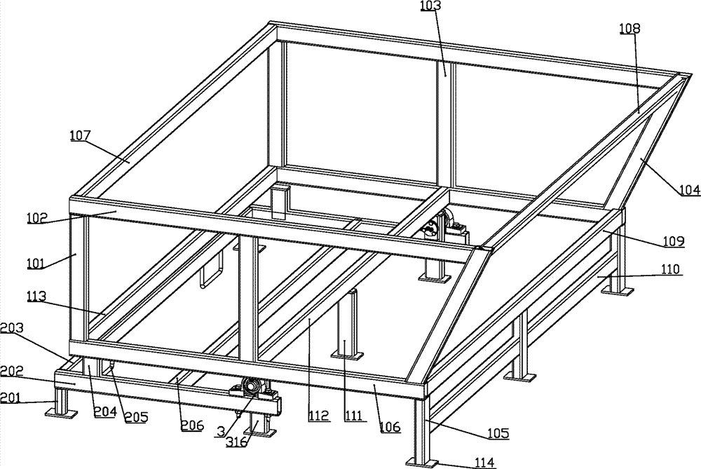 A slag chip transfer box convenient for forklift handling and dumping and its operation method