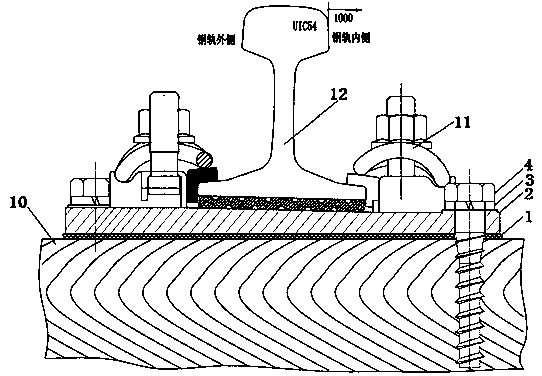 Wood sleeper used for meter-gauge rails