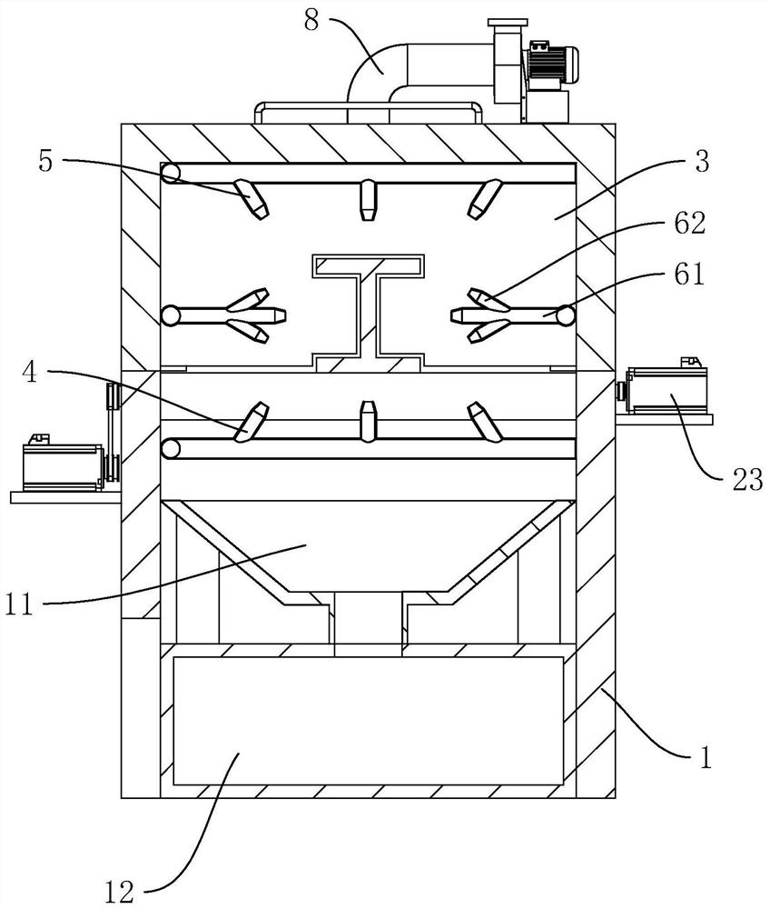 A kind of I-beam blasting derusting device