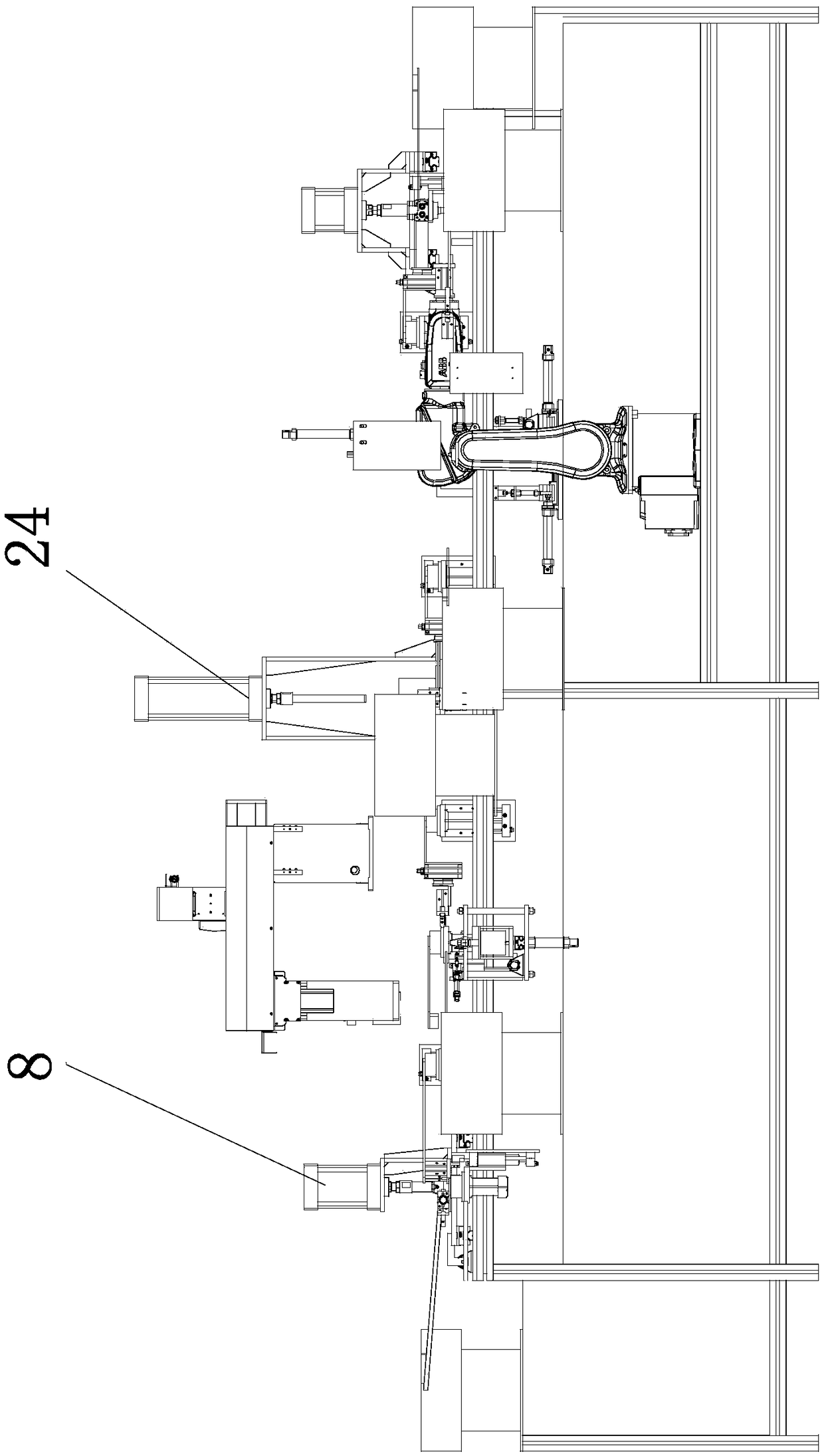 Automatic assembly production line for front cover of angle grinder