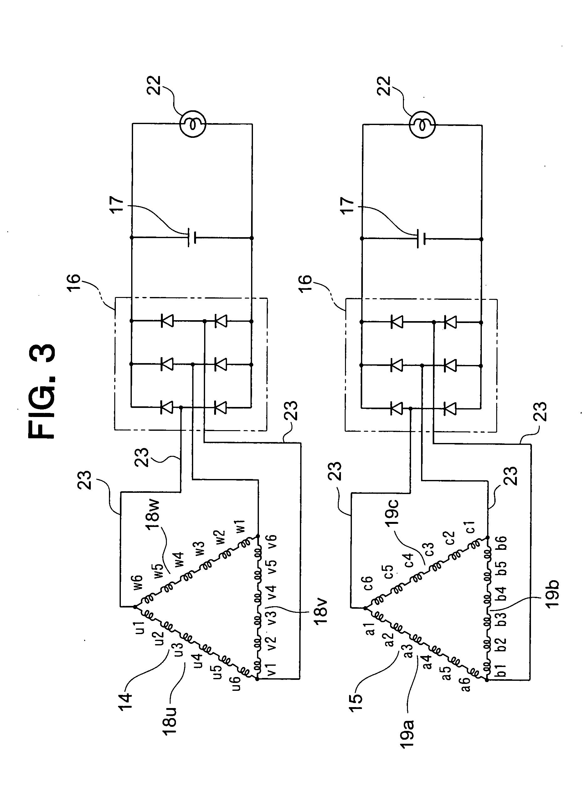 Three-phase rotating electrical machine