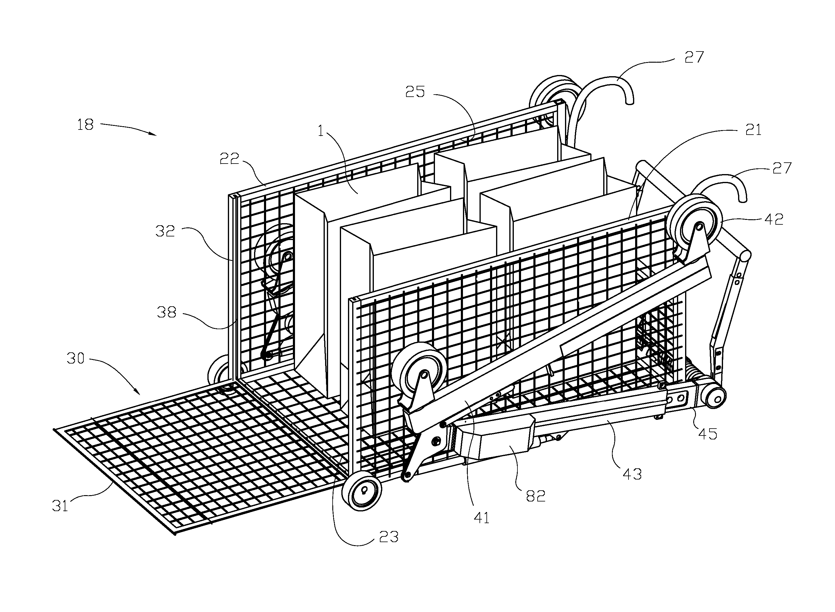 Shopping Cart with Folding Legs