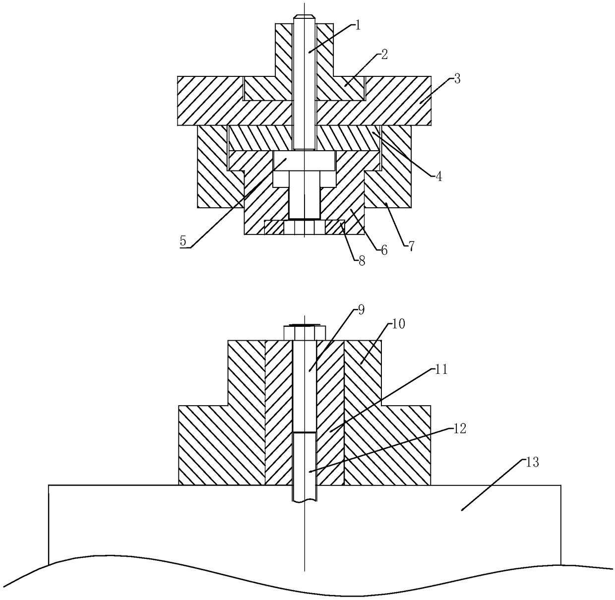 Hexagon head bolt hot heading forming die and machining technology thereof