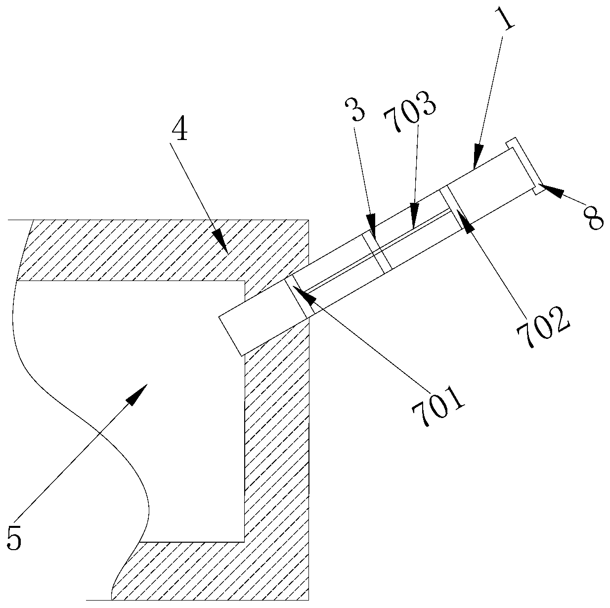 Block clearing device for combustion chamber negative pressure sampling pipeline