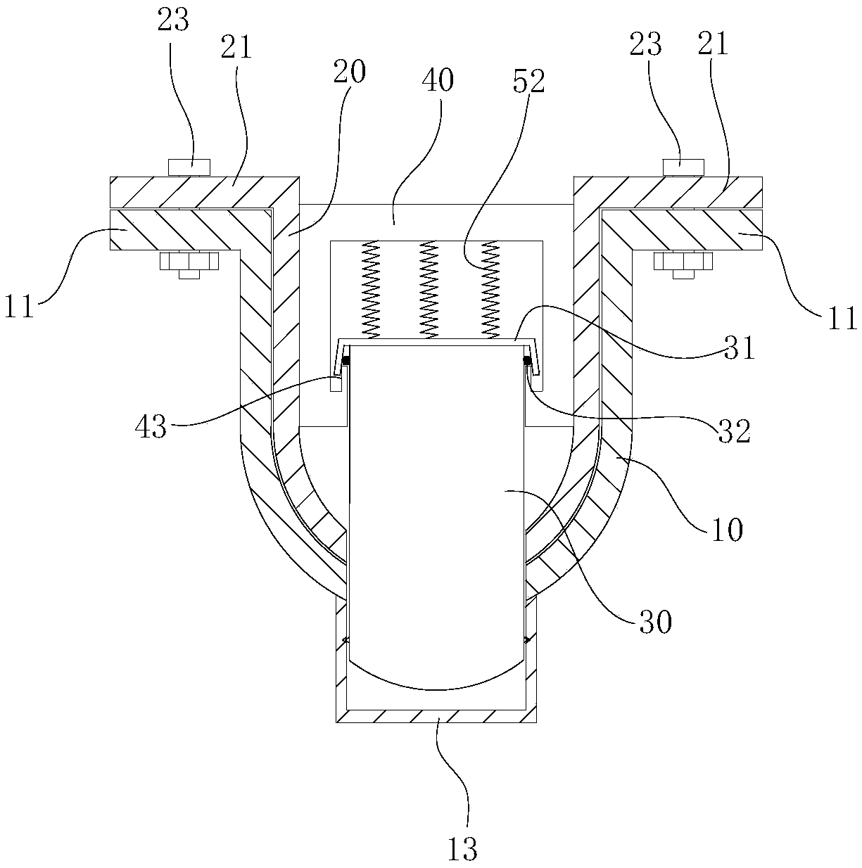 A reinforced U-shaped steel bracket that can be pressed