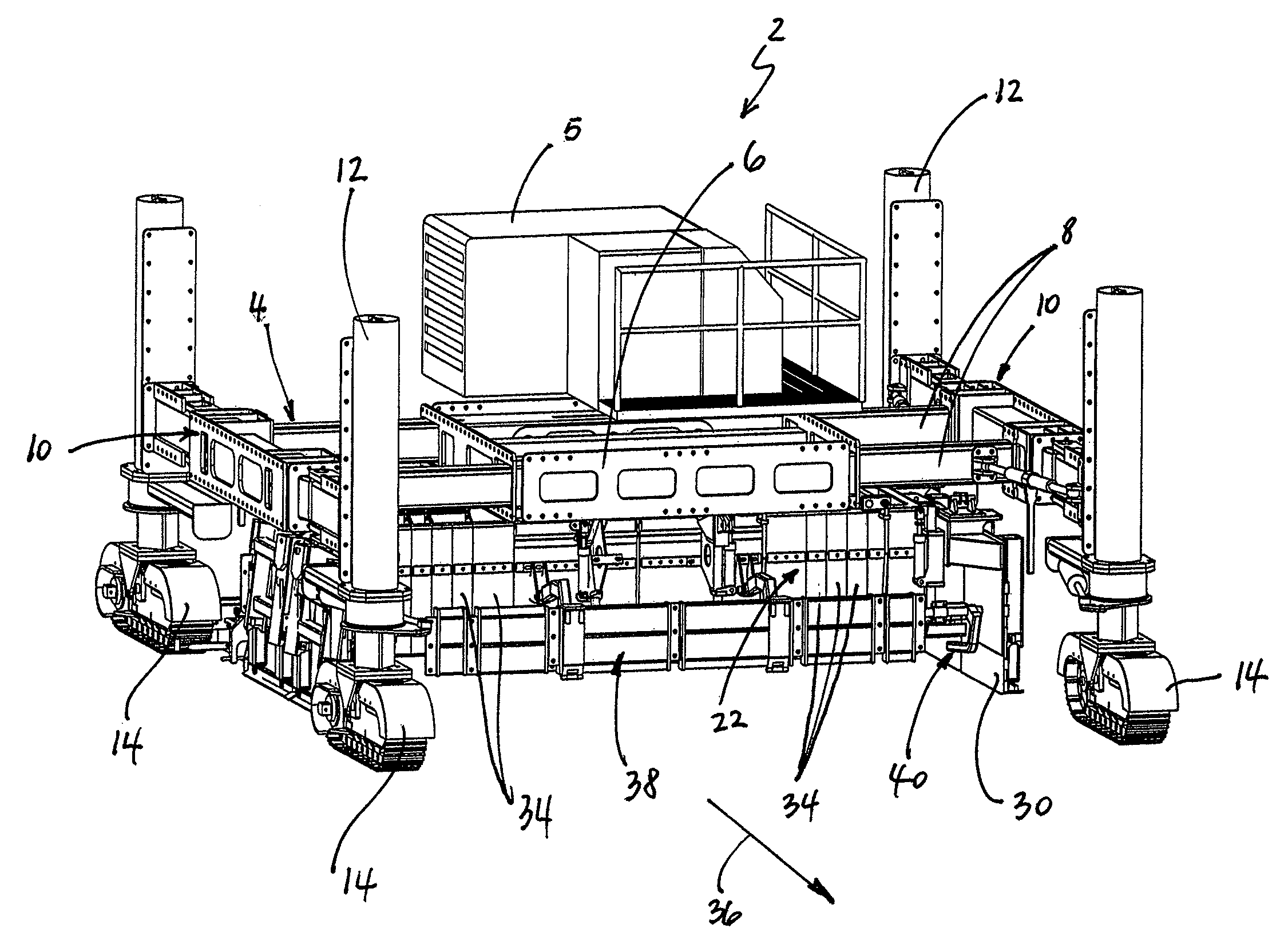 Slipform paving machine with adjustable length paving kit