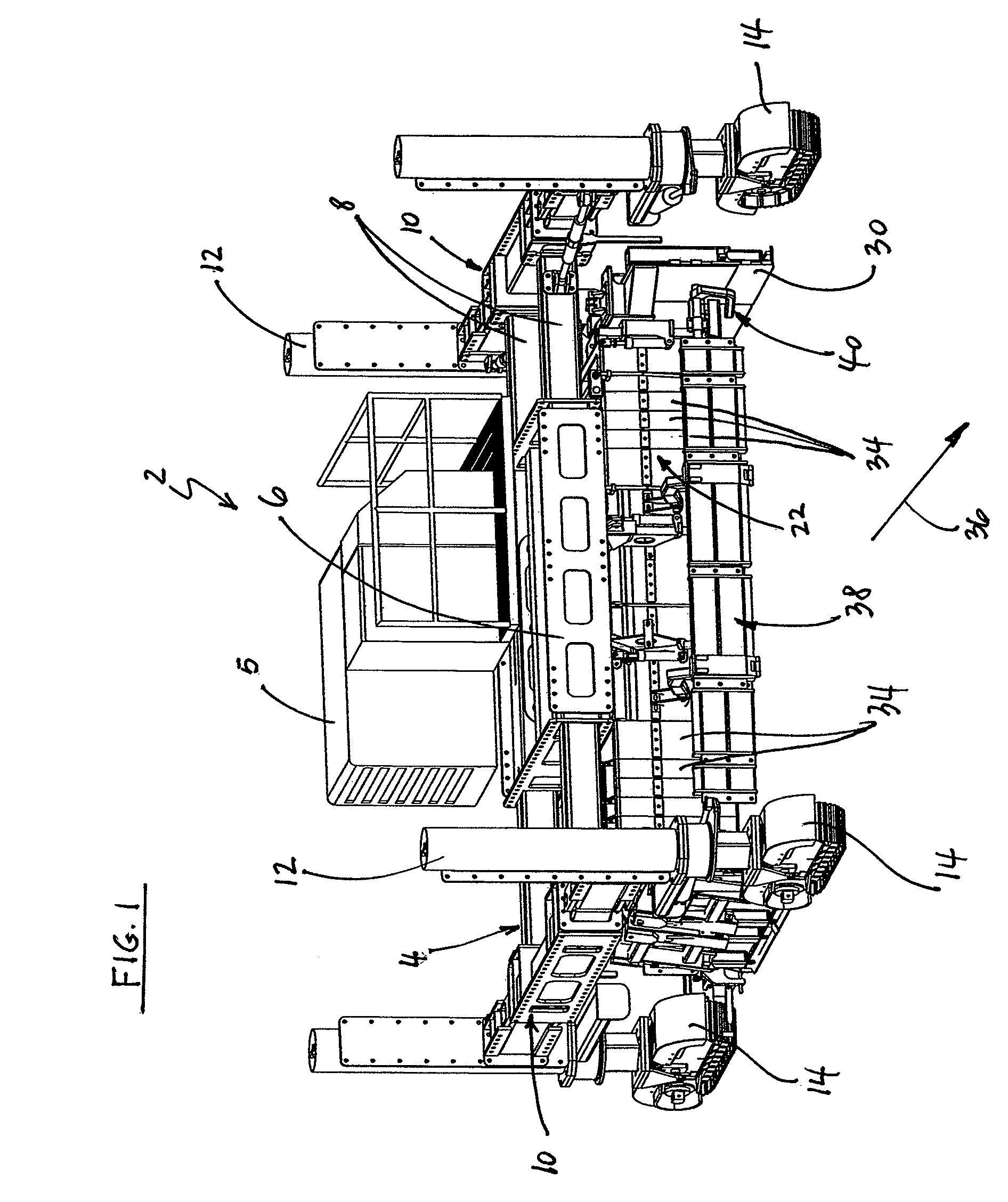 Slipform paving machine with adjustable length paving kit