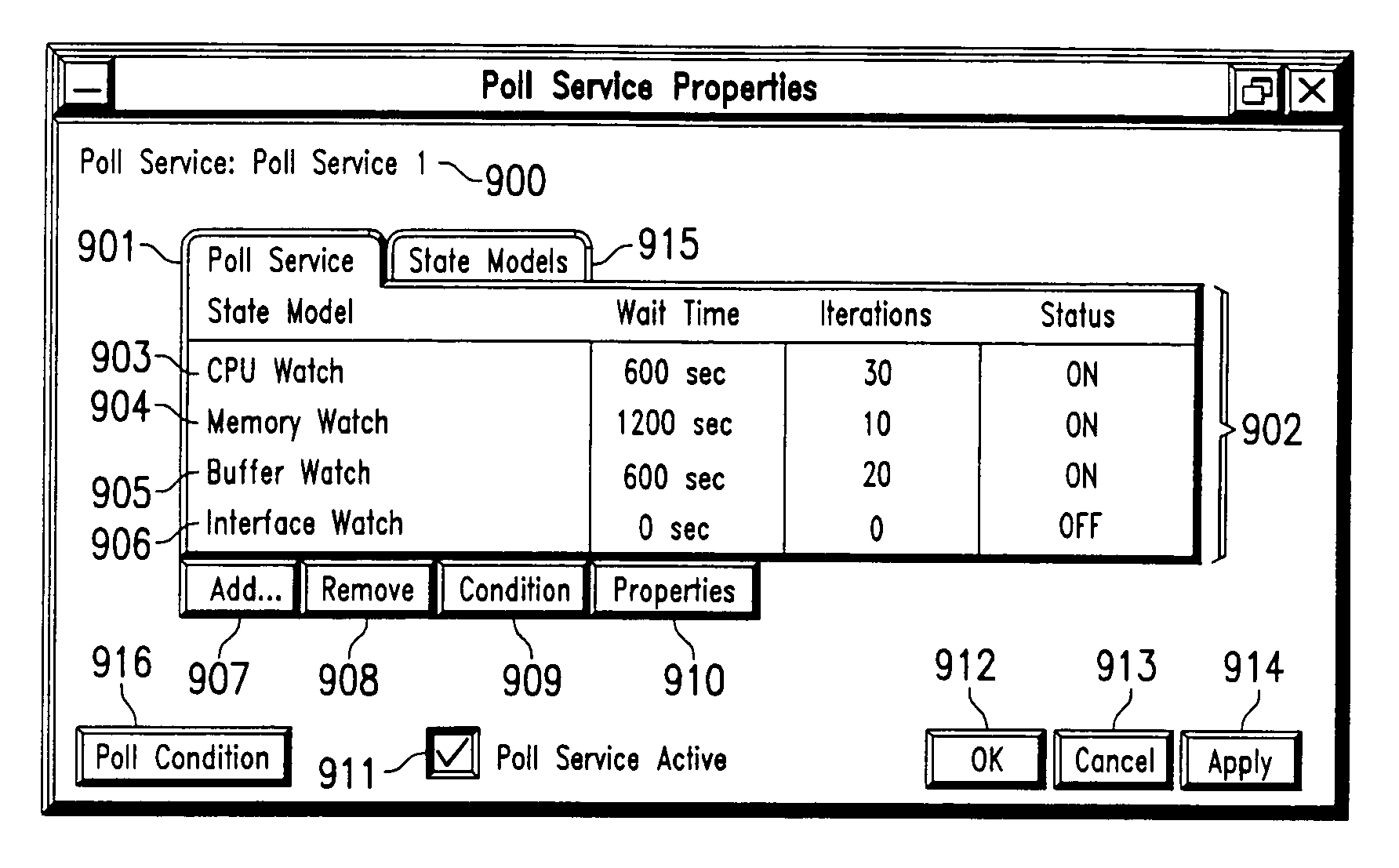 System and method for managing a communication network utilizing state-based polling