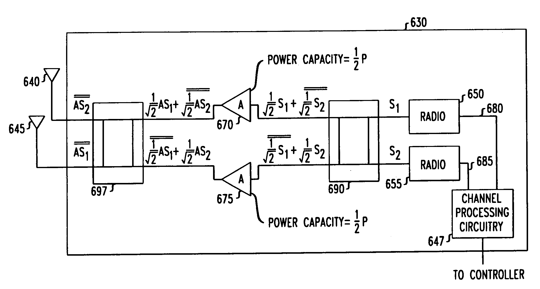 Power amplifier sharing in a wireless communication system with transmit diversity