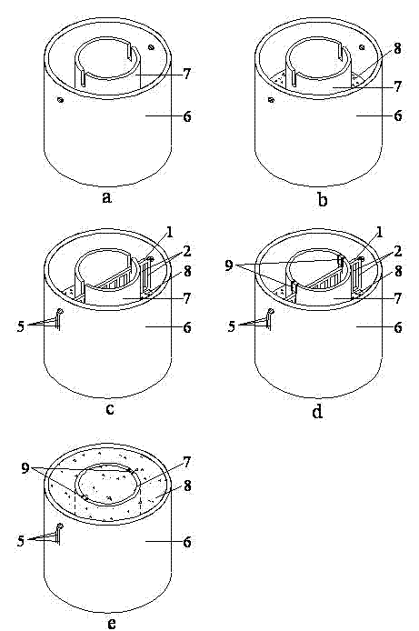 Measuring device of cross-section temperature field of double circular steel tube concrete column and mounting method thereof