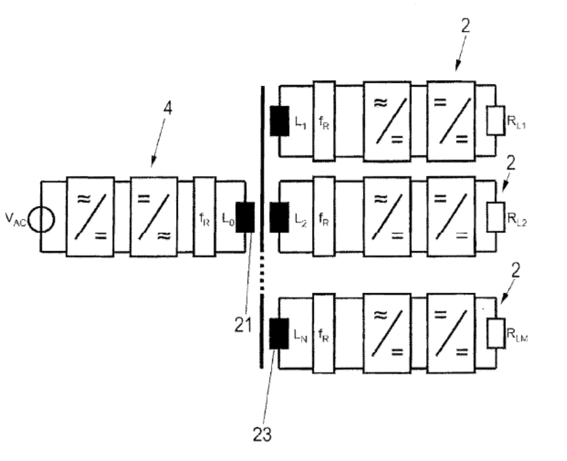 System for supplying bus subscriber modules with contactless energy and data