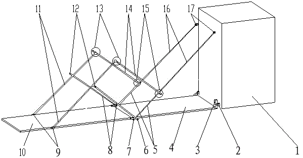 Satellite borne flat plate antenna articulated truss