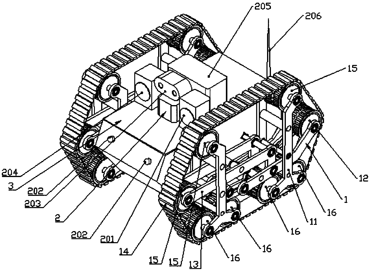 Track-deformable robot moving platform for dangerous hazard site environment