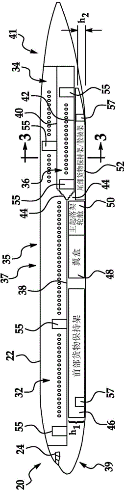 Aircraft with aft split-level multi-deck fusealge and method for remoulding aircraft