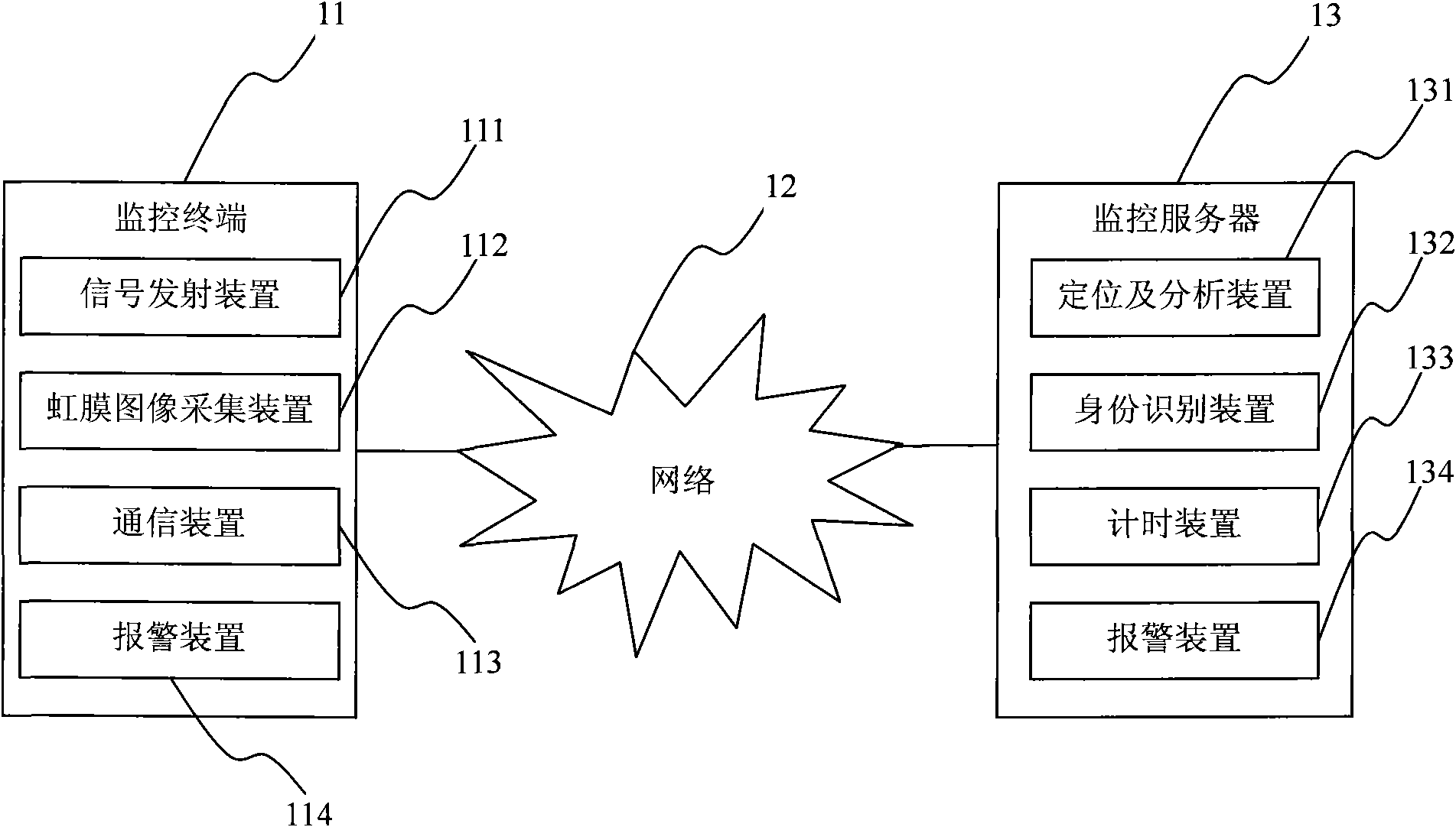 Monitoring system based on iris identification