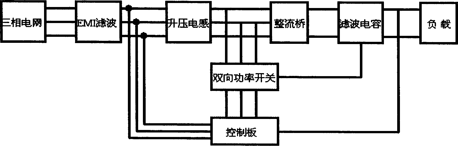 Three-phase power factor correcting circuit with AC boosting mode