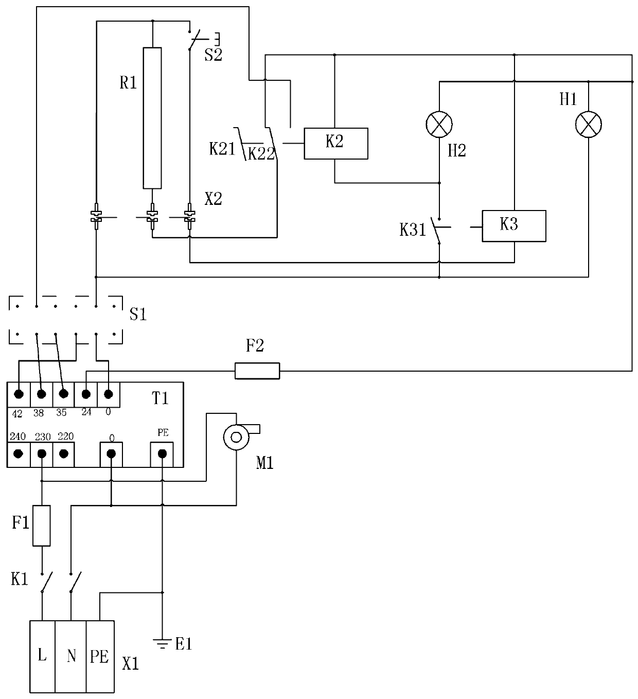 Circuit for heating food and food embossing machine applying circuit