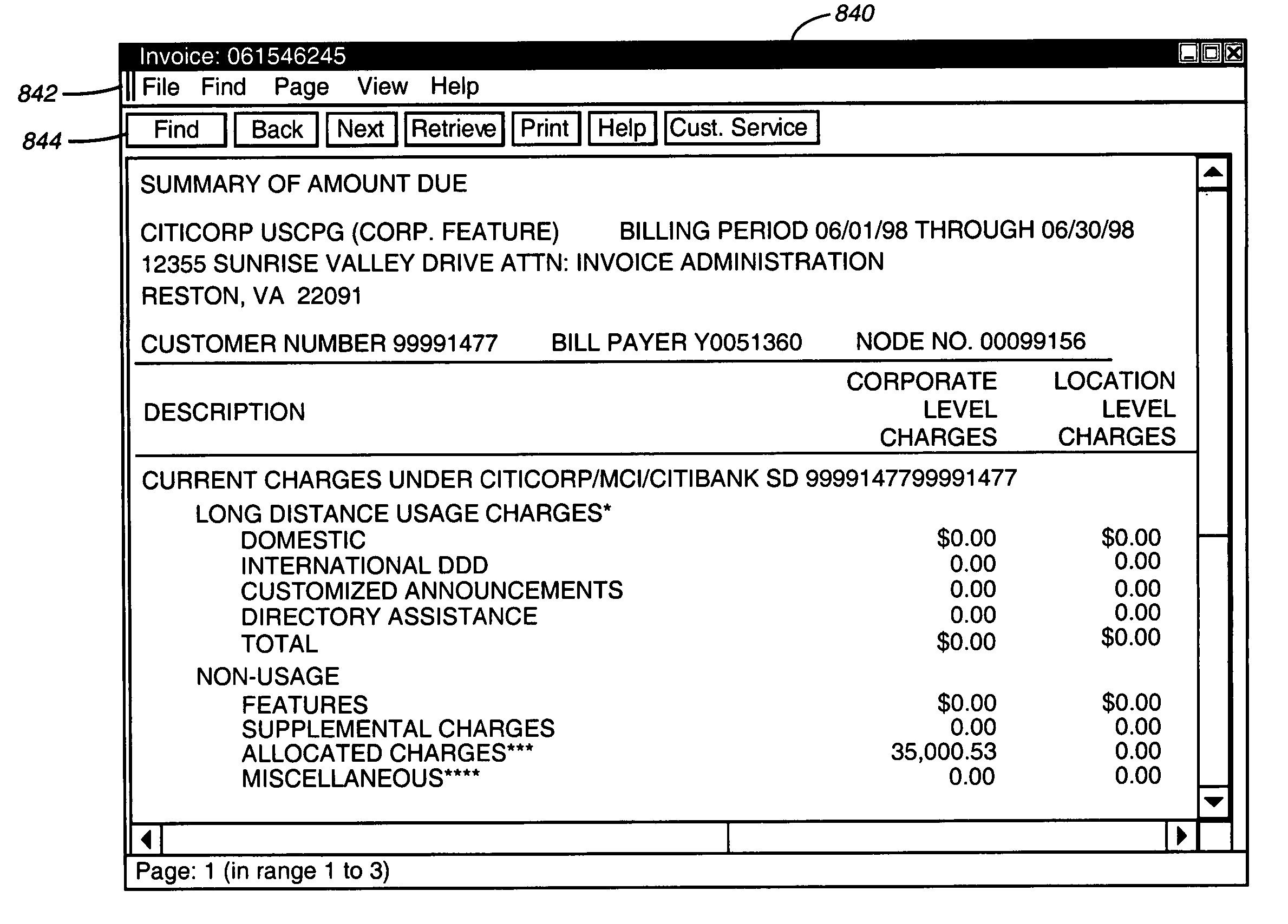 Web based integrated customer interface for invoice reporting