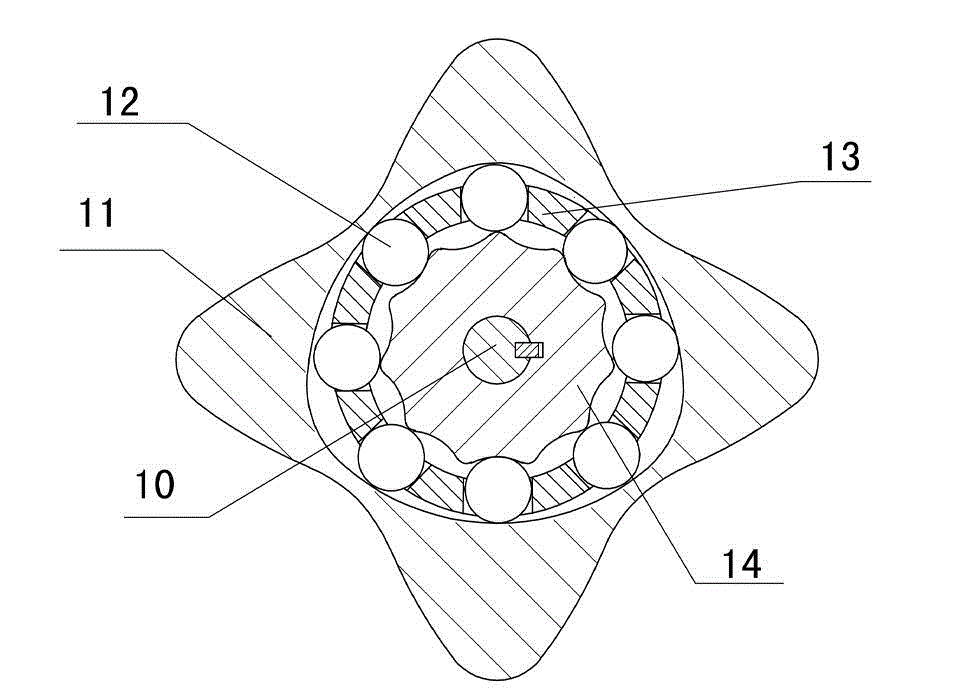 Outer convex cam roller transmission internal combustion engine with any inner tooth difference