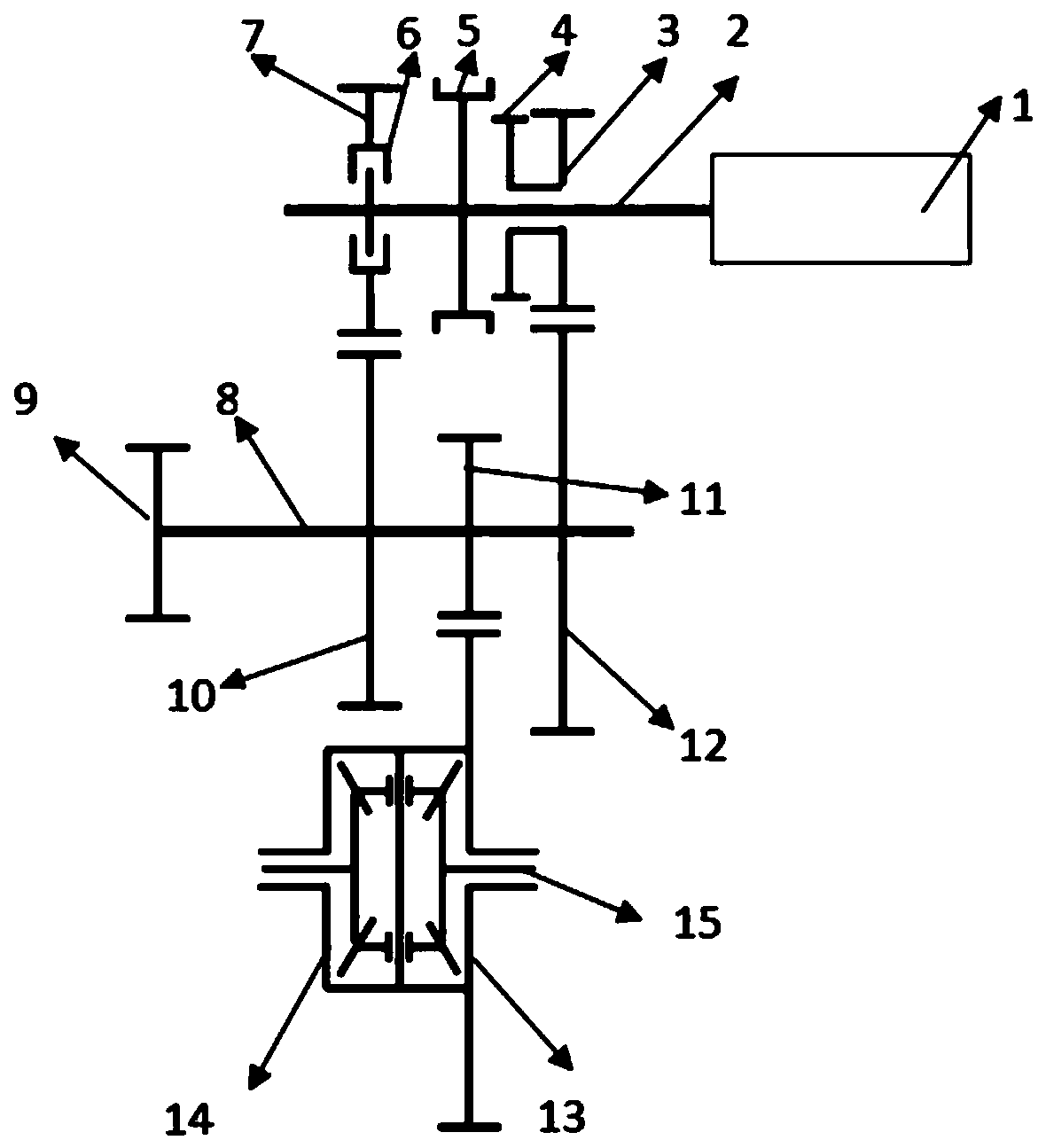 Two-gear type electric transmission free of gear shift power interruption