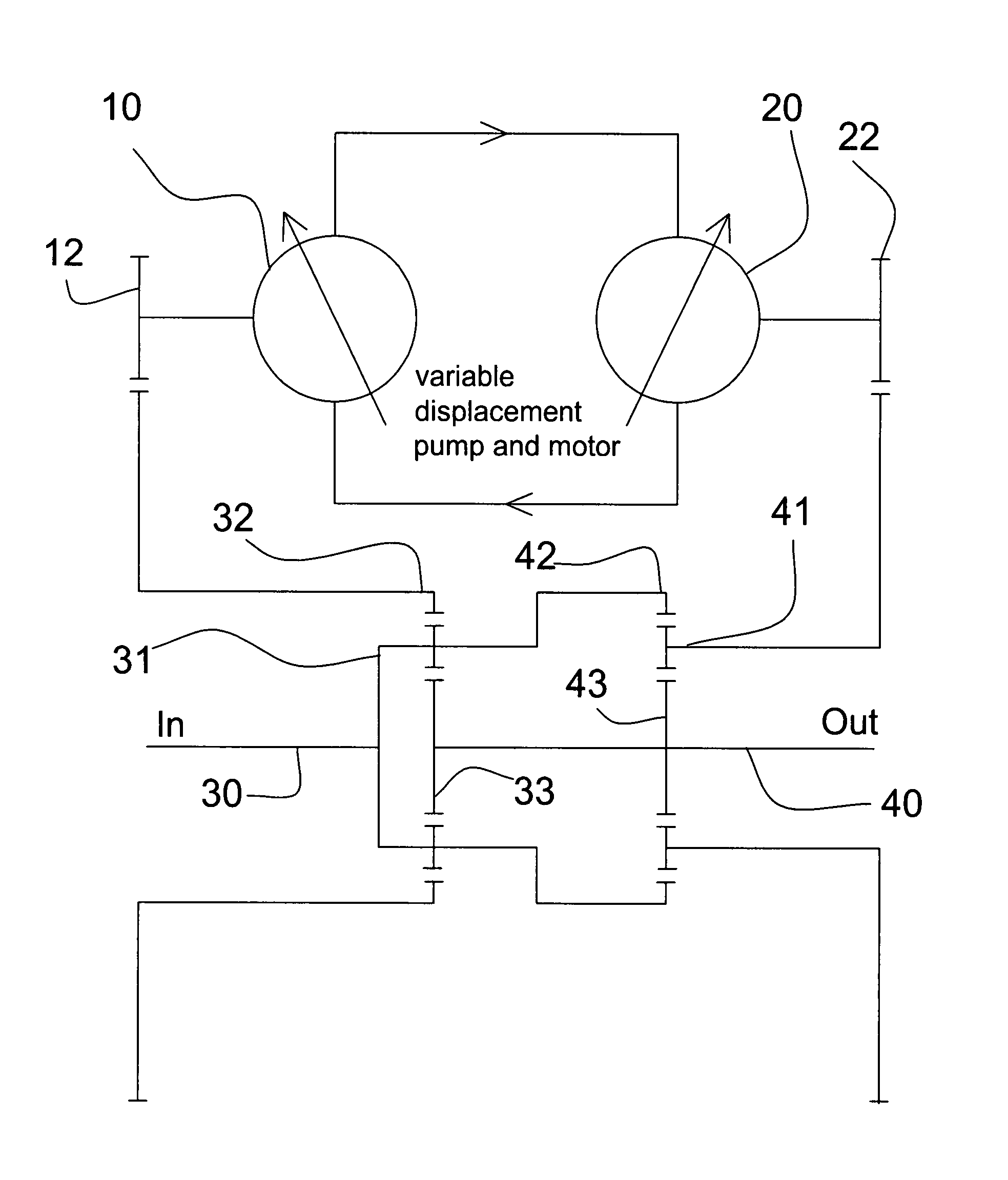 Infinitely variable gear transmission with parallel hydraulic ratio control