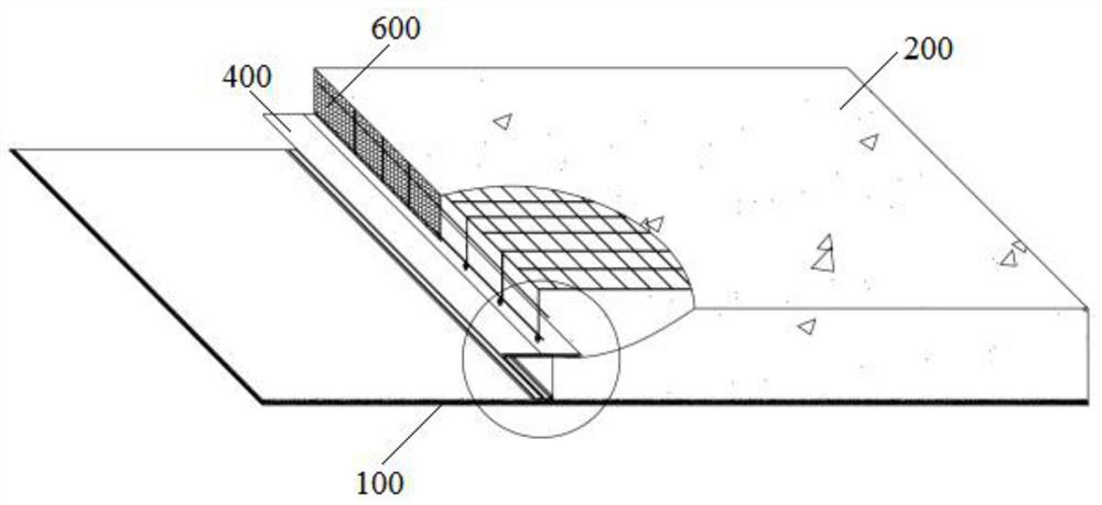 Water stop structure for post-cast strip