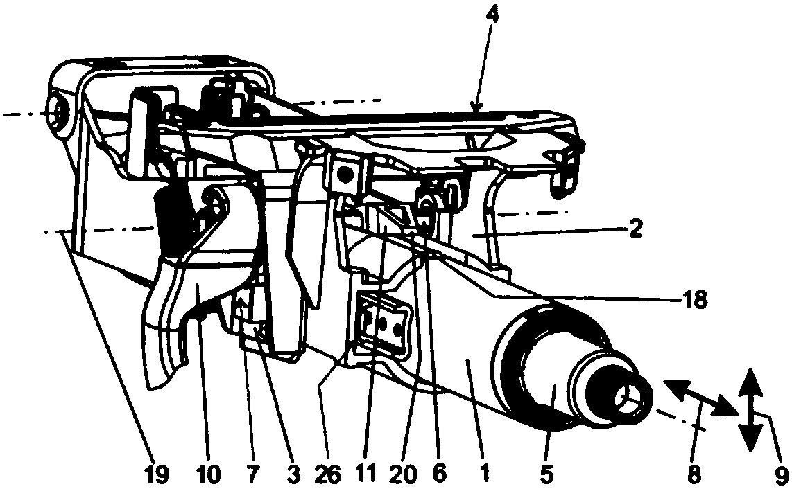 Clamping device of an adjustable steering column for motor vehicles