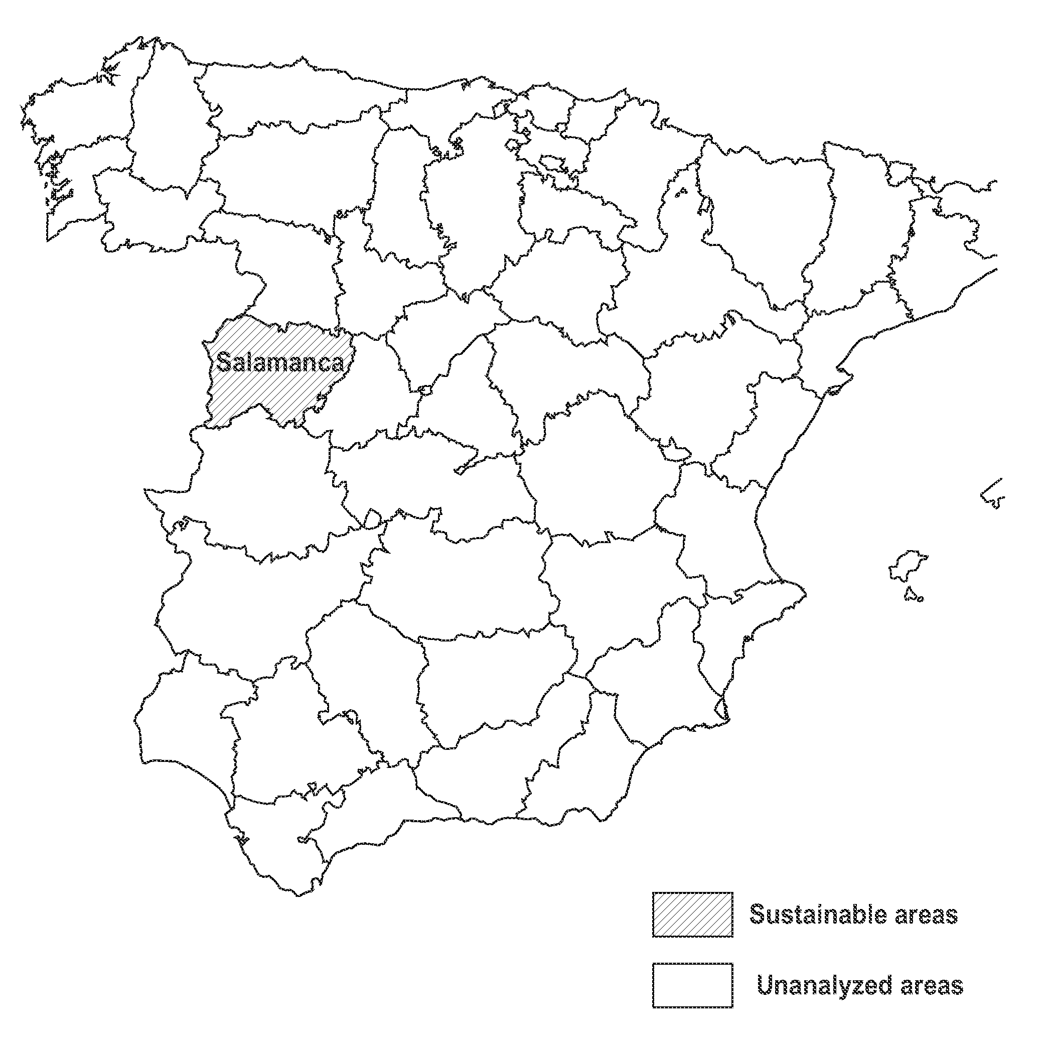 System for identifying sustainable geographical areas by remote sensing techniques and method thereof