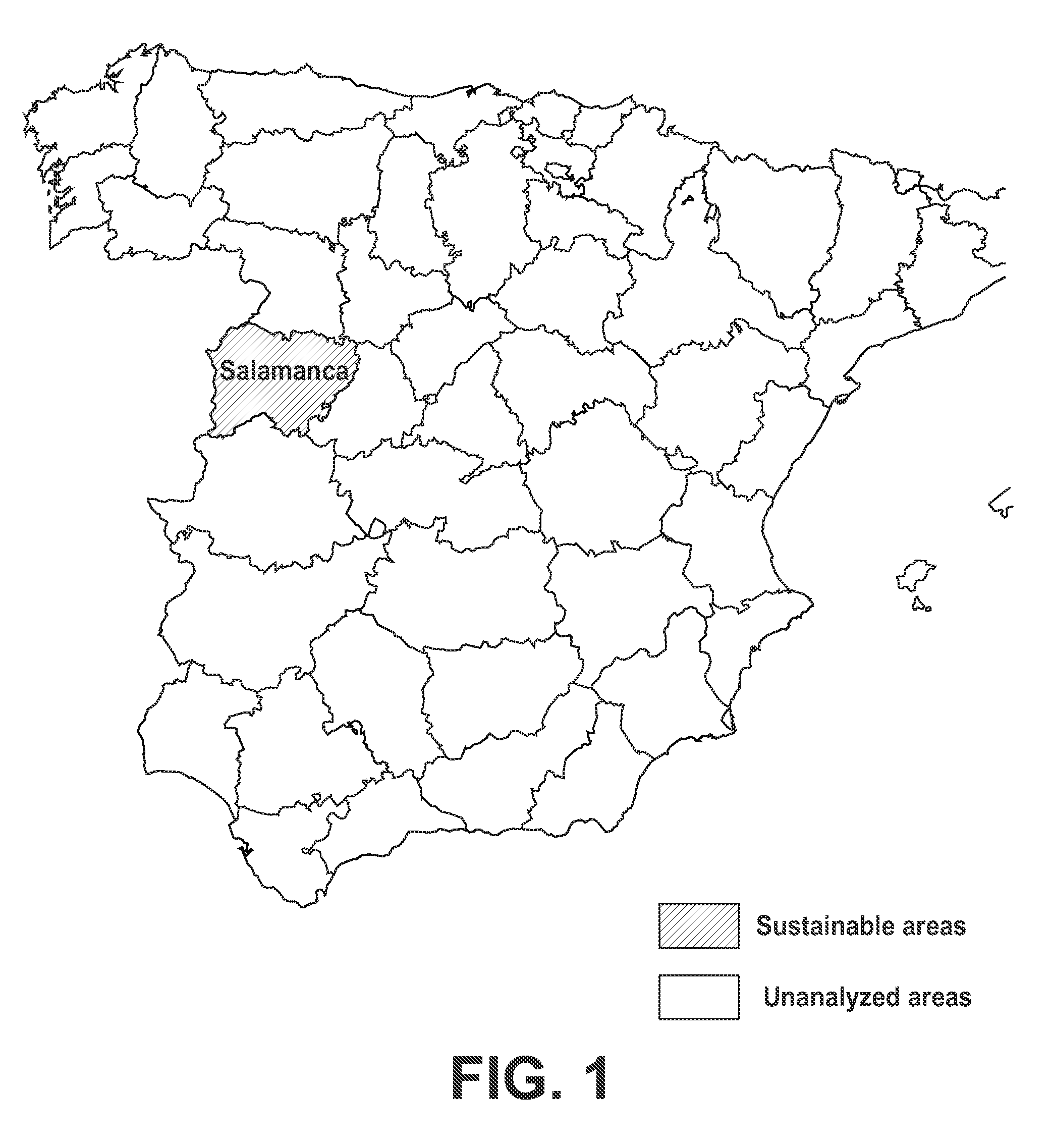 System for identifying sustainable geographical areas by remote sensing techniques and method thereof