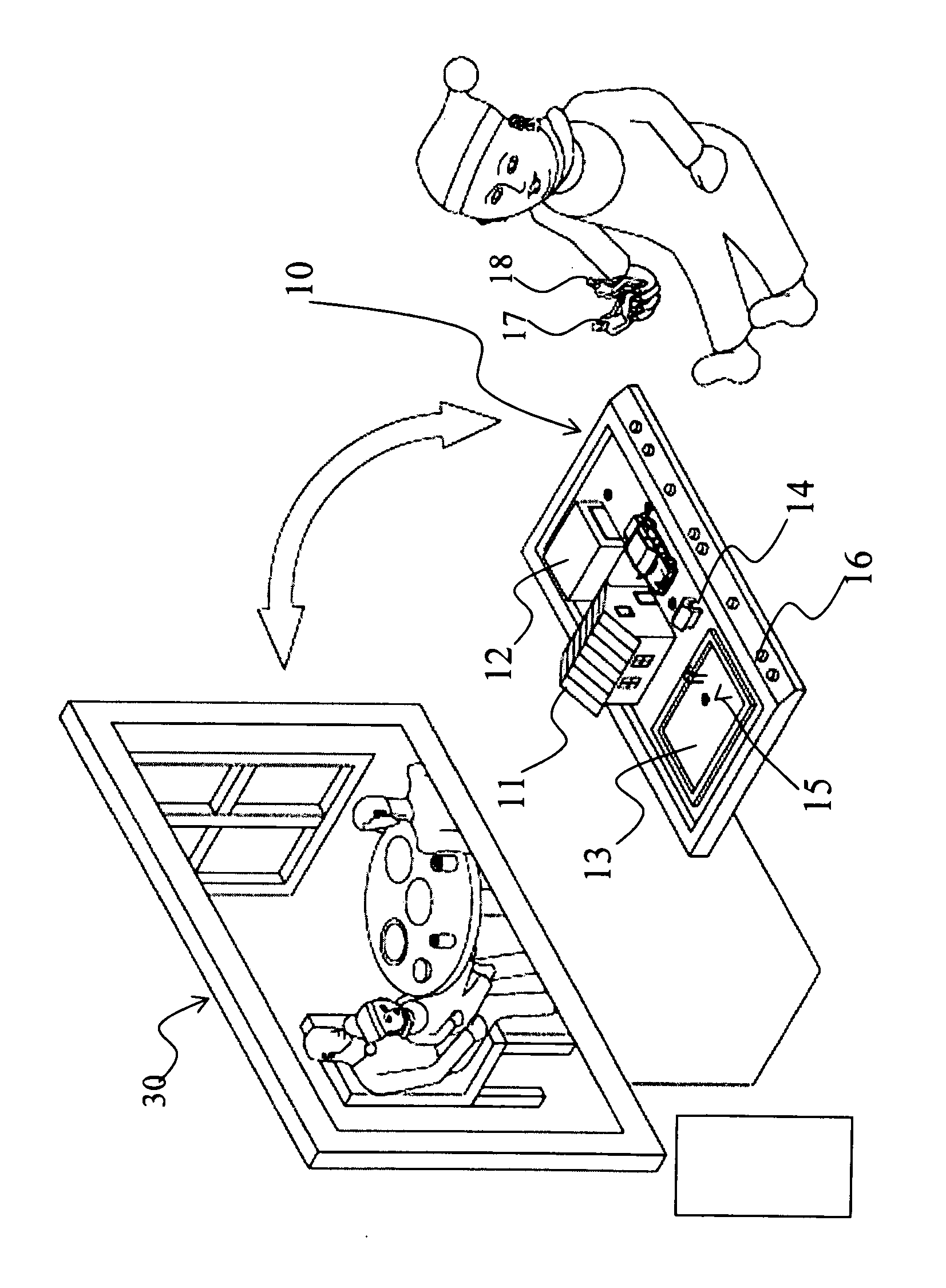 Pretend play toy with reality and virtual interaction