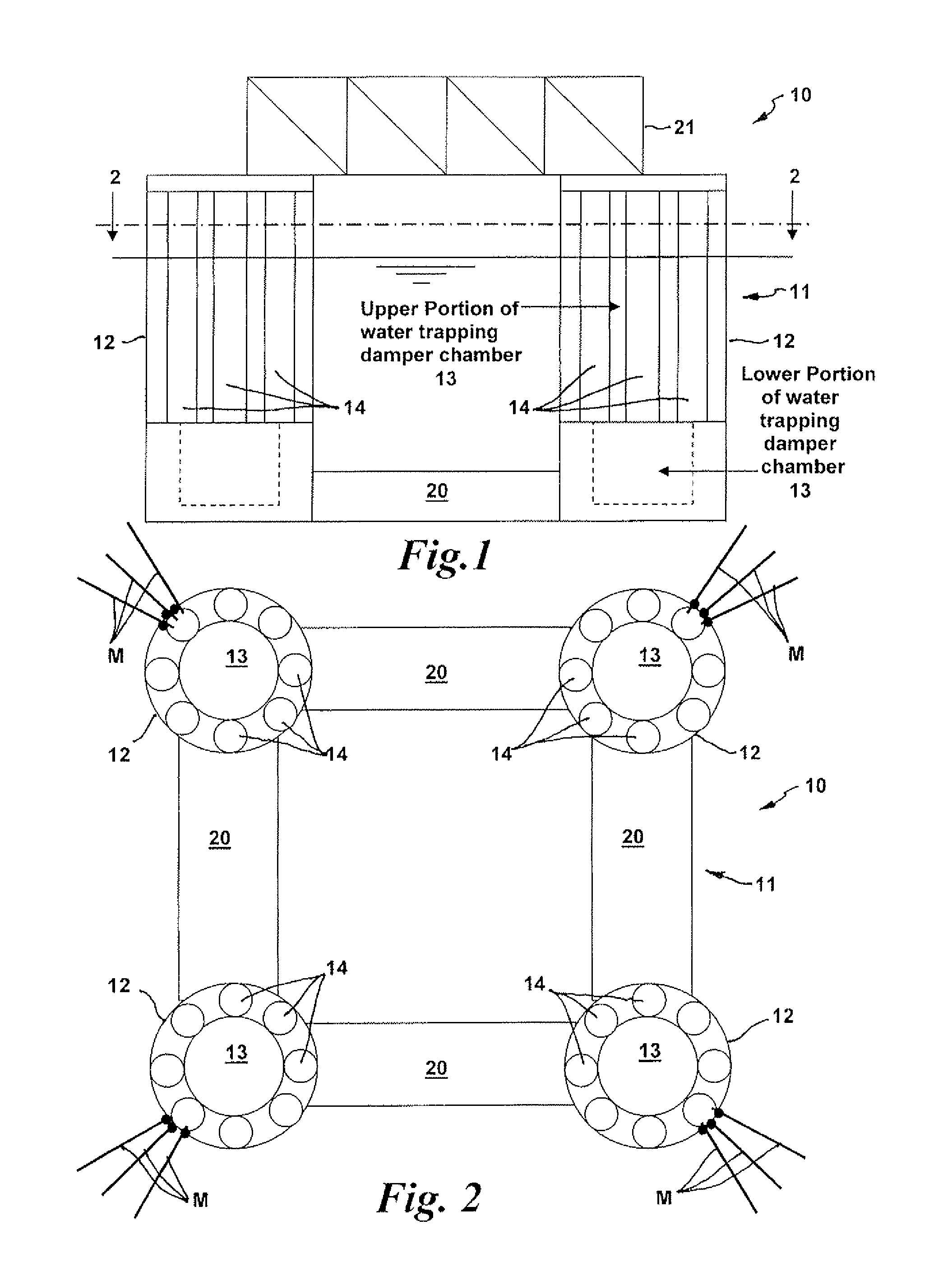 Offshore floating platform with motion damper columns