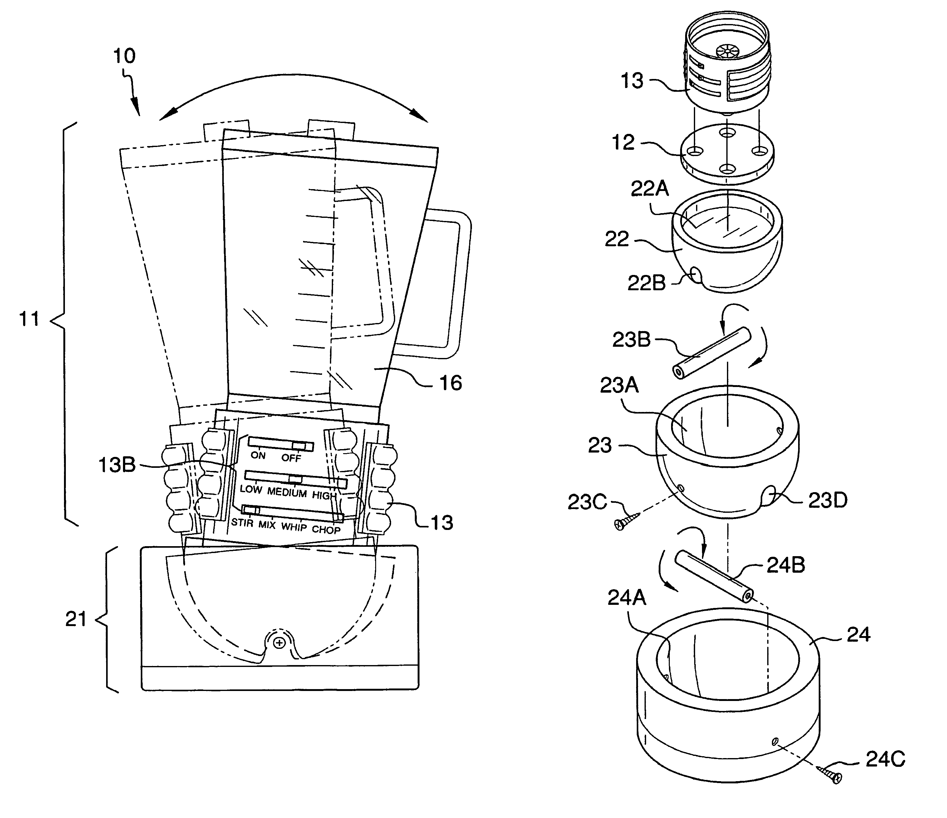 Portable blender with swiveling base