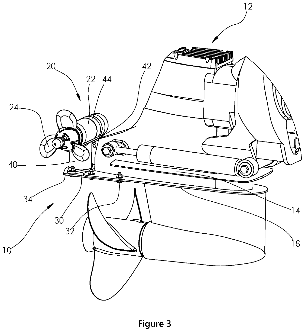 Stern-mounted lateral marine thruster