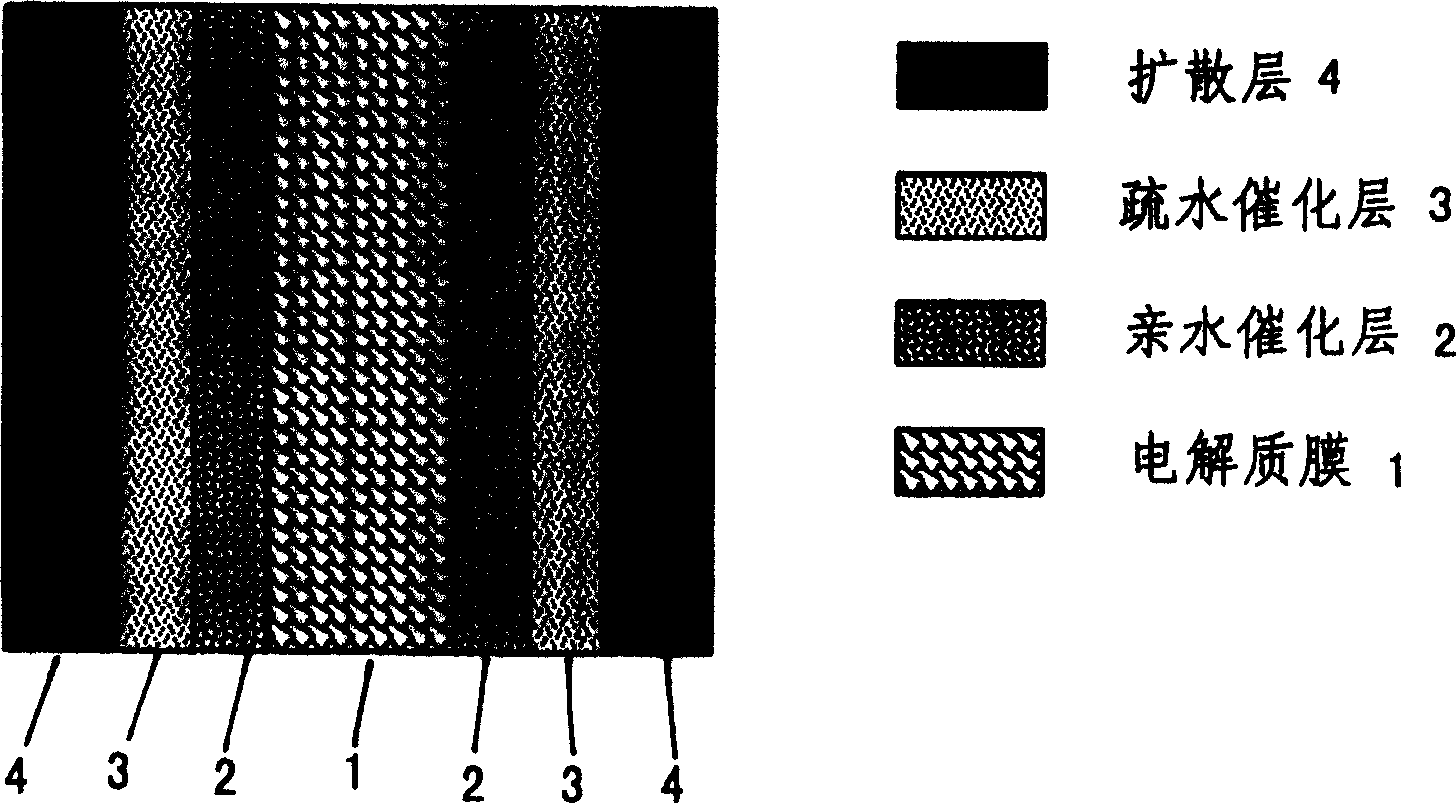 Membrane electrode structure for proton exchange membrane fuel cell and its preparing method