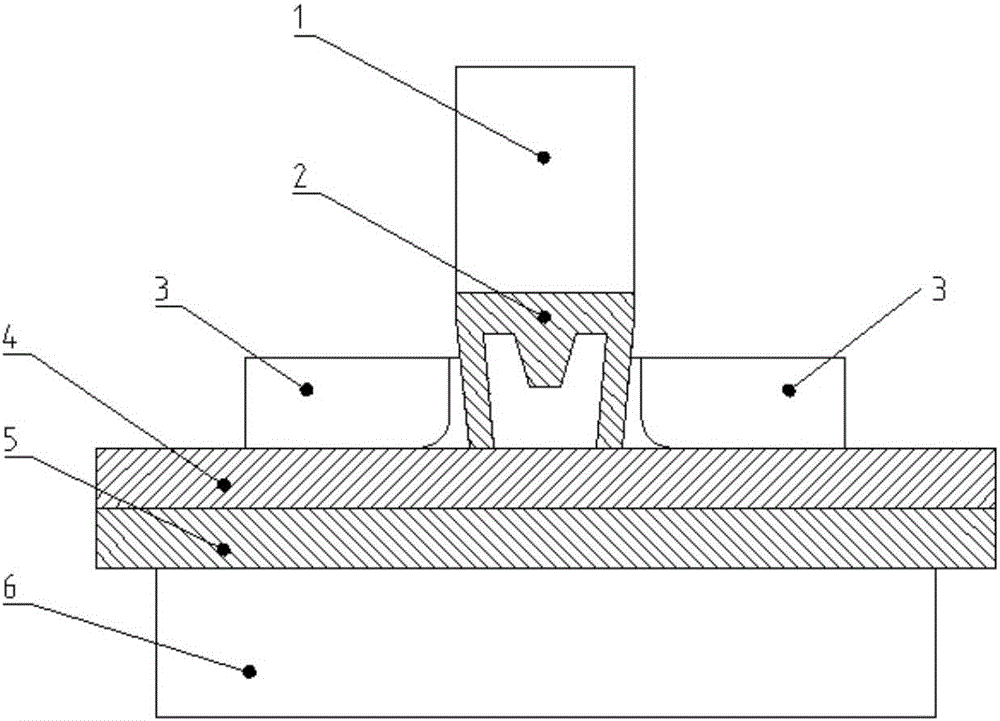 Plate flat bottom riveting connection process for flip-in rivets with bulges at centers