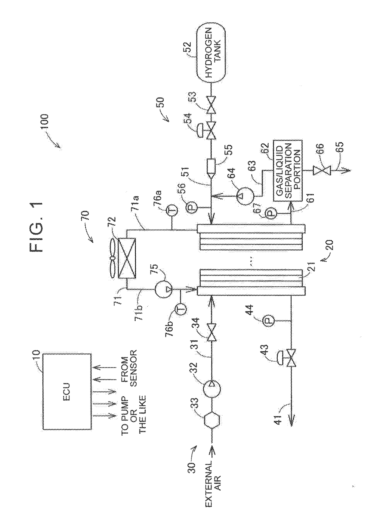 Fuel cell system and scavenging method of fuel cell