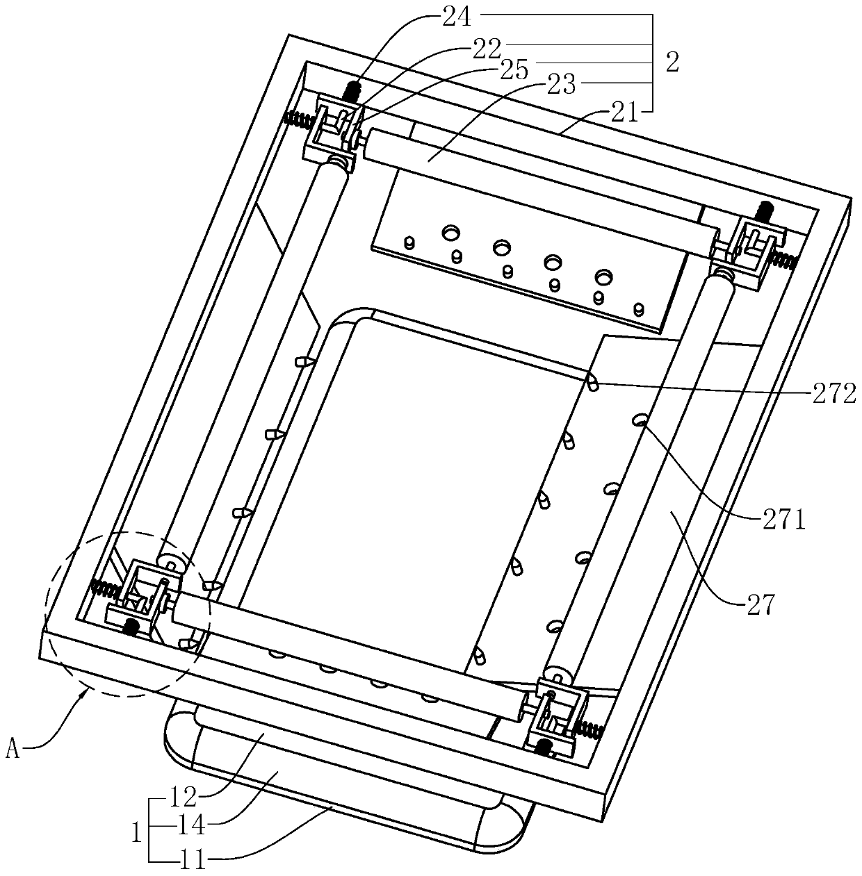 Installation structure of wall surface soft roll and construction method for installing wall surface soft roll