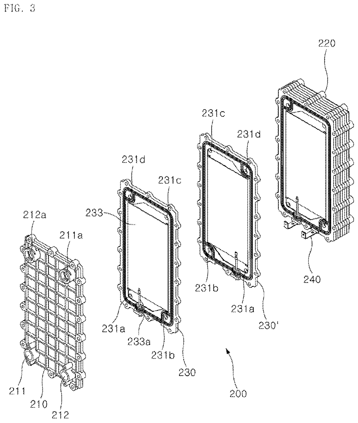 Water ionizer including stacked electrolyzer and flow switching device, with inlet being separate from outlet