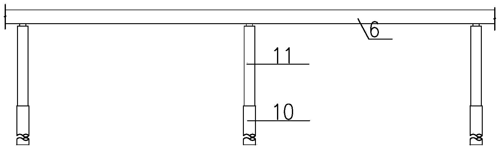 Support structure for realizing no-cushion cap approach viaduct concrete box girder less-support cast-in-place