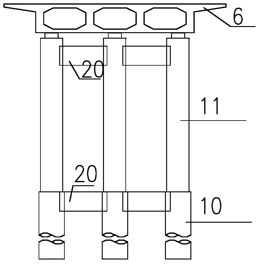 Support structure for realizing no-cushion cap approach viaduct concrete box girder less-support cast-in-place