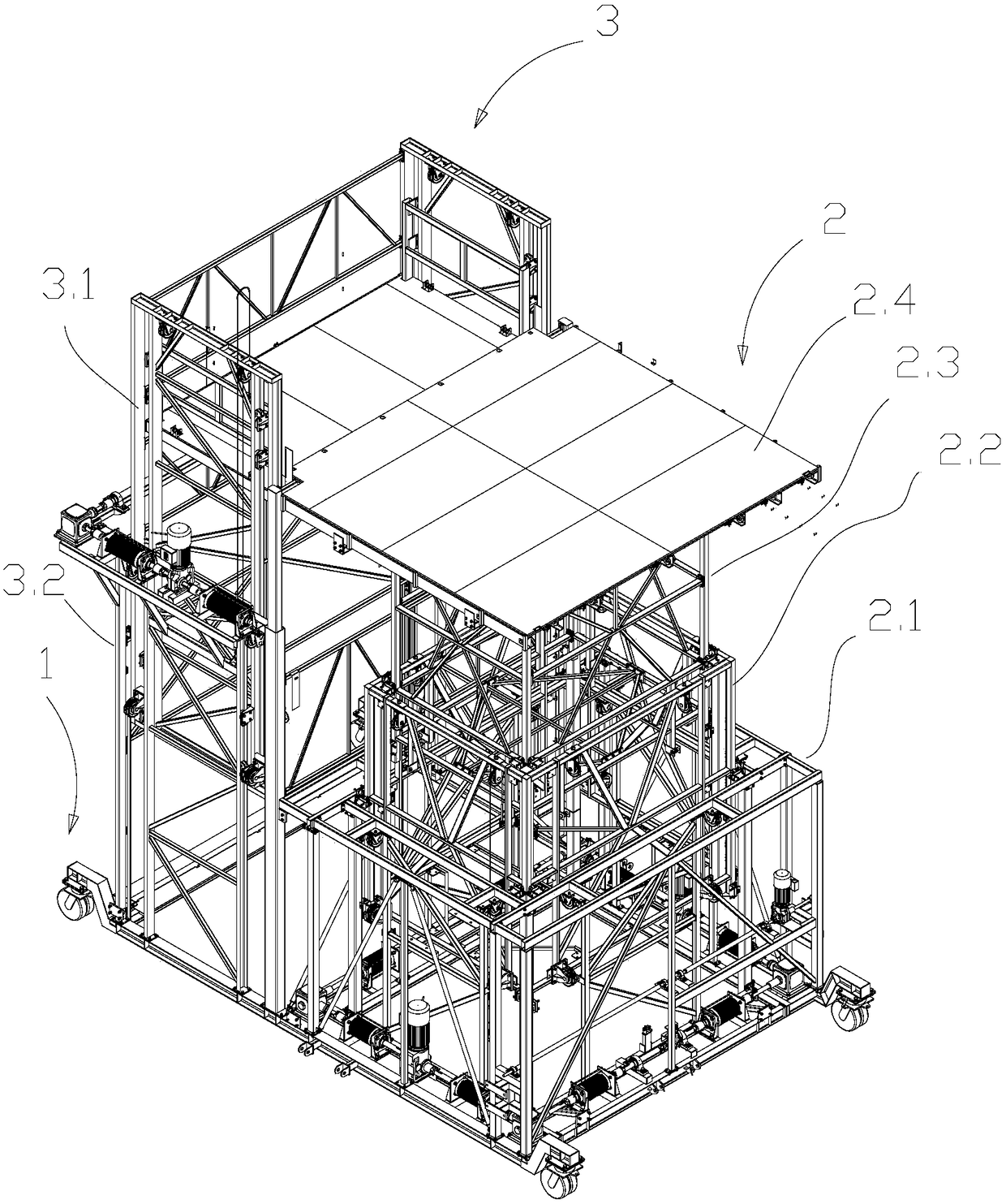 Moving type aircraft cabin equipment transferring platform