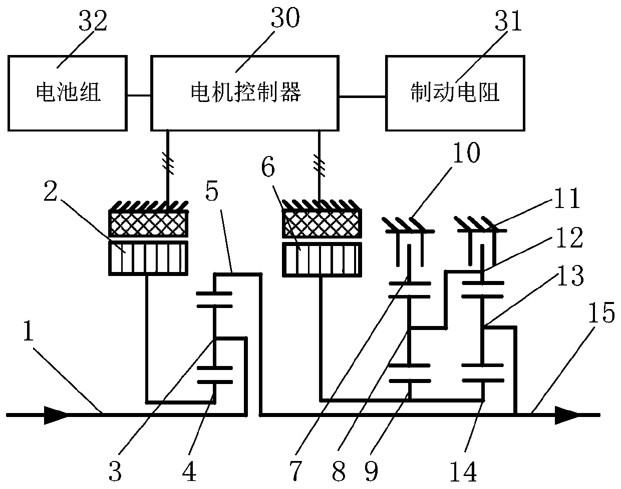 Commercial vehicle hybrid power transmission device with retarding function