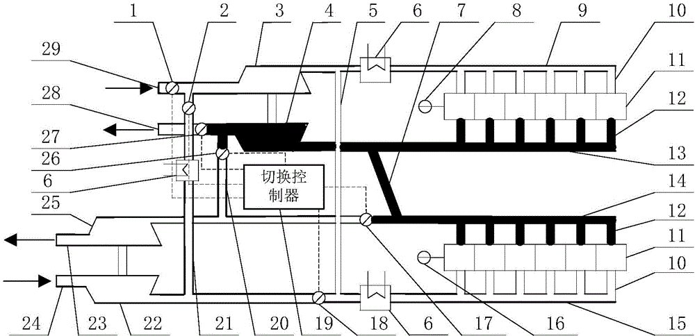 Switchable successive/secondary boosting structure and control method