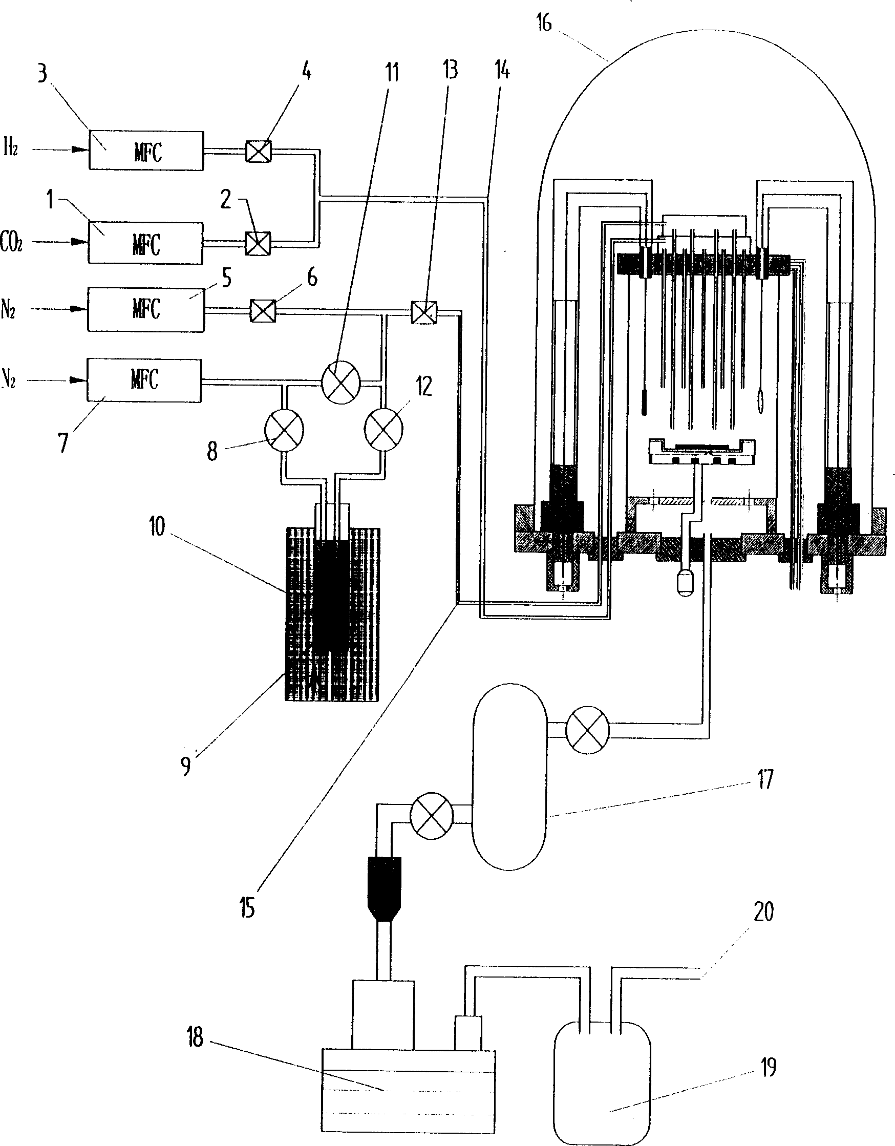 System for CD glow plasma CVD zin oxide film and preparing process