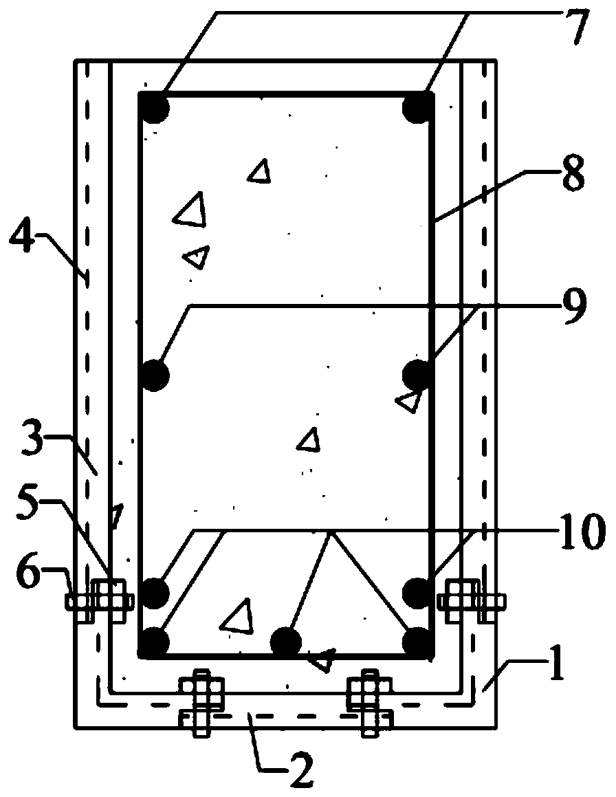 Assembled permanent formwork overlapped FRP rib seawater sea sand recycled concrete beam and manufacturing method thereof