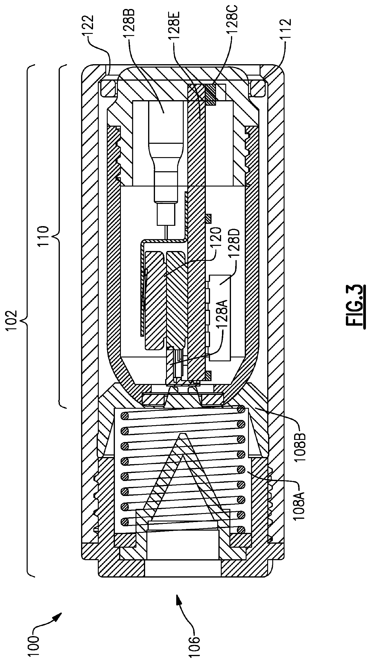 Sampling device with ejectable compartment